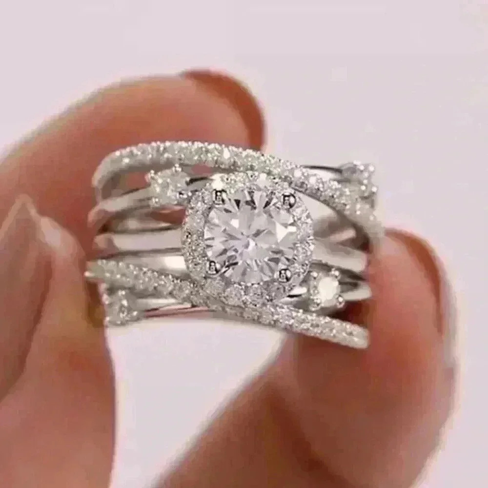 New 925 Silver White Sapphire Ring
